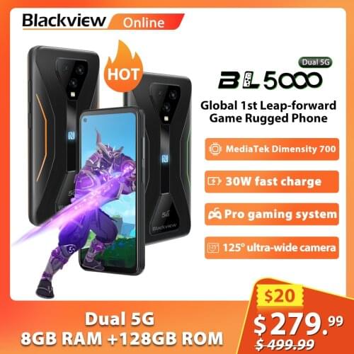 Blackview BL5000 Rugged Gaming Phone Dual 5G IP68 Smartphone 30W Fast Charge 8GB+128GB 4980mAh 12MP Global Version Mobile Phone