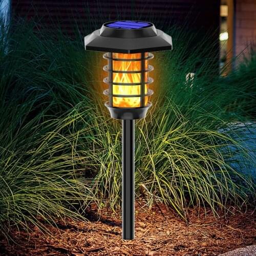 LED Solar Flame Torch Lamp Outdoor Flickering Solar Garden Light Flame/White Light Waterproof Lamp Courtyard Path Lawn Spotlight
