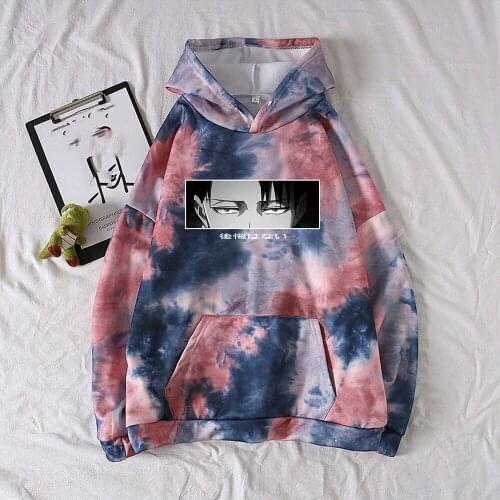 Tie-dye Hoodie Anime Attack On Titan Hoodies Cool Ackerman Eyes Pullover Hooded Sweatshirt Mens Long Sleeve Pullover