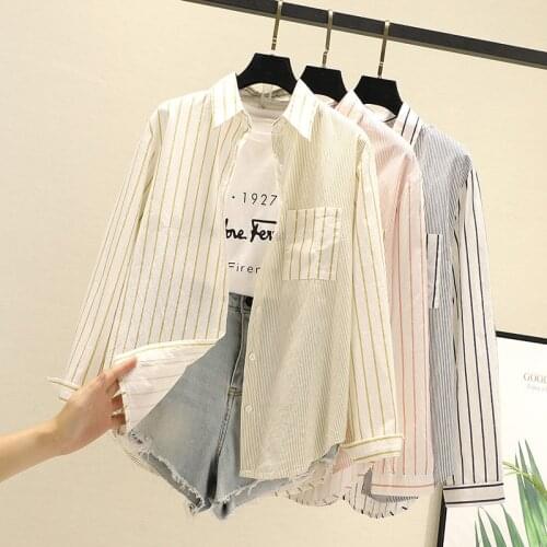 Striped Women Blouses Shirts Tunic Womens Tops And Blouses 2020 Womenswear Long Sleeve Clothing Button Up Down New Autumn Casual