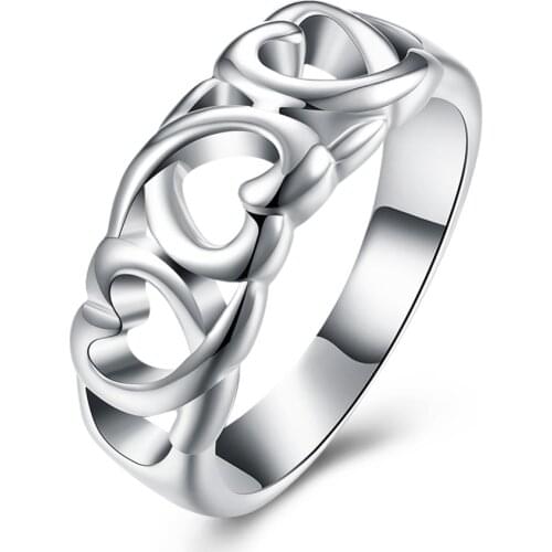 Hot Sales Silver color Heart Finger Ring Woman Fashion Jewelry Valentines Day Gifts Good Quality Low Price anel feminino