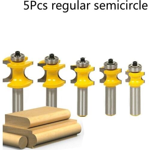 1/5Pcs High Grade 1 / 2 handle Bullnose Router Bit Set With Bearing Carbide Positive Semicircle Cutter Ball