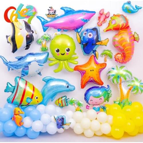 1pc Underwater world fish balloon Octopus Shark Foil Balloon Ocean Animal Theme Birthday Party Decoration Helium Balloon Kid toy