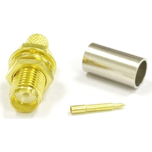 1PC RP SMA Female Jack with Male Pin RF Coax Connector Crimp RG58 RG142 RG400 LMR195 Cable Straight Goldplated NEW Wholesale