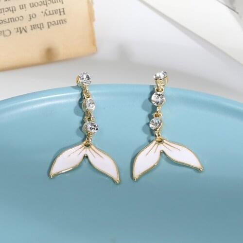 Punk Girl EarringsKorean Fashion Wild Net Red Temperament Crystal Fishtail Long Earrings Womens Wholesale Hypoallergenic