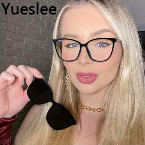 48301 Plastic Titanium Anti Blue Light Round Magnetic Dual Purpose Glasses Frame Men Women Optical Fashion Computer Eyeglasses