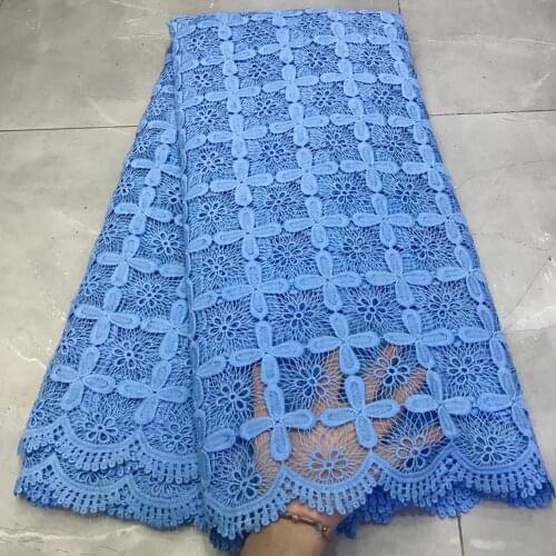 5Yards Blue African Cord Lace Fabrics 2020 High Quality Guipure French Lace Fabric For Nigerian Women Dress Milk Silk Material
