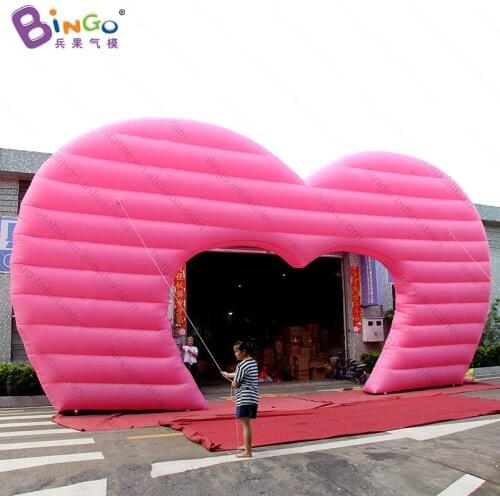 FREE EXPRESS 12x7mh inflatable pink heart shape archway customized Valentines day wedding arch for event