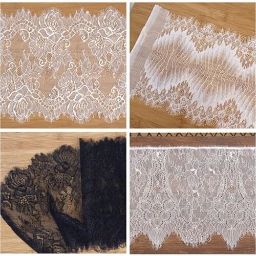 Black and white eyelash lace fabric accessories wide DIY clothing skirt decoration sewing fabric lace band