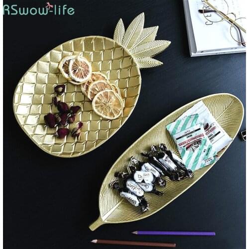 Nordic Golden Pineapple Dessert Fashion Geometry Table Store Candy Wood Receiver Plate Dishes Serving Plates Snack Candy Dish