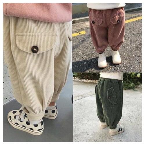 Childrens Trousers Boys and Girls Autumn and Winter Childrens Corduroy Pants 2020 New Kids Velvet Warm Pants Toddler Outwear
