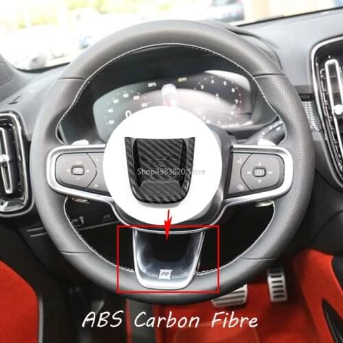 For Volvo XC40 2017 2018 2019 ABS Matte/Carbon Fibre Car Steering wheel Button frame Cover Trim accessories car styling 1pcs
