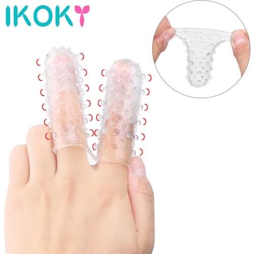 IKOKY Finger Penis Sleeve Vaginal Clitoris Massager Dildo Masturbation Adult Sex Toys for Women G-spot Climax Silicone