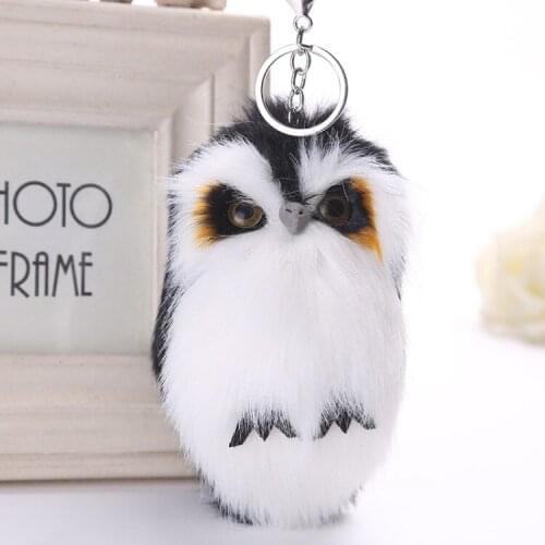 Imitation Fake Fur Keychain Owl Pendant Hair Ball Dust Plug Pendant Cute Animal Fur Bag Pendant Hair Ball Keychain