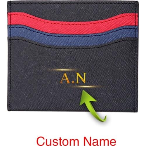 Customized WomenS Id Card Holder Mini Ultra-Thin Splicing Wallet Pure Color Business Card Case Personalized Holiday Gift