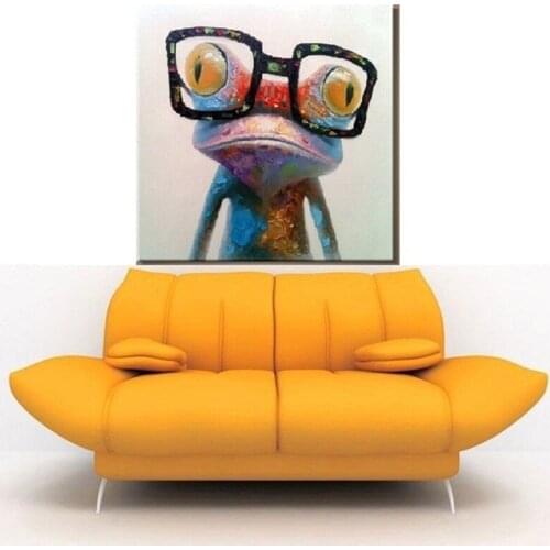 Modern Happy Frog handmade Oil Painting hand painted Canvas Oil Painting Abstract Animal picture Wall Art for Home Decoration