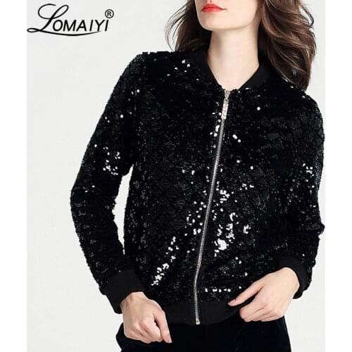LOMAIYI Women's Black Bomber Jackets