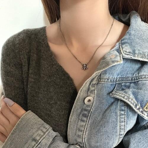 TIMEONLY Statement Flower Metal Pendant Necklaces Small Linked Chain Charms Necklace for Women Ladies Jewellery Party Gifts