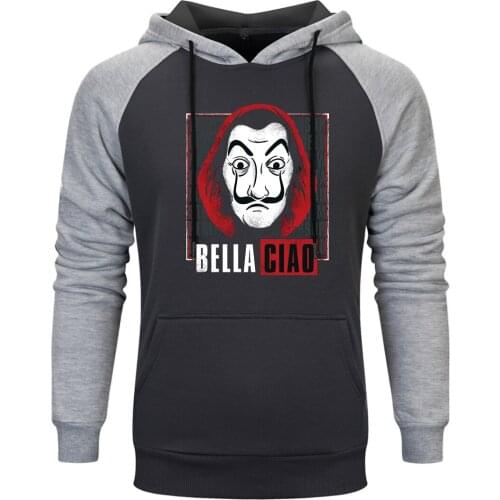 La casa de papel Raglan Hooded Mens Casual Harajuku Clothing Outwear Hipster Pullovers Tops Winter Autumn 2020 Supoleron Hombre