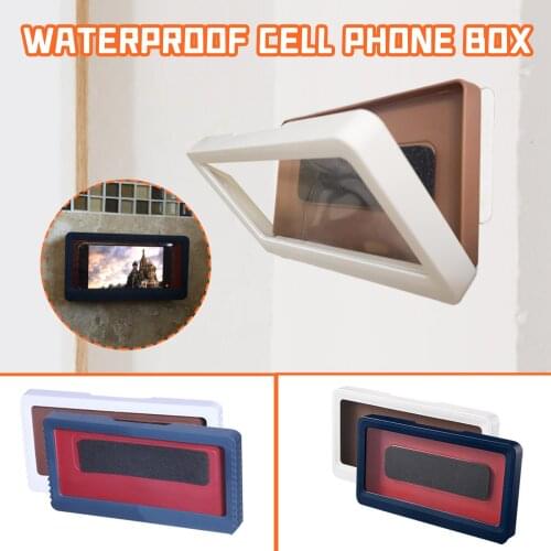 360 Degree Rotation Bathroom Wall-mounted Waterproof Sealed Touch-screen Anti-fog Mobile Phone Case Caja de almacenaje 19X10cm
