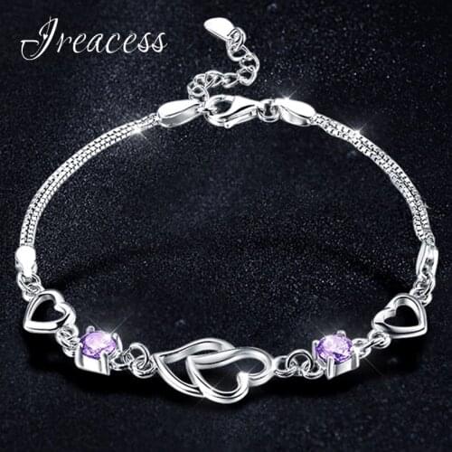New Natural Crystal Charm Bracelet For Women Wedding Bracelets & Bangles Womens Silver Color Fashion Jewelry