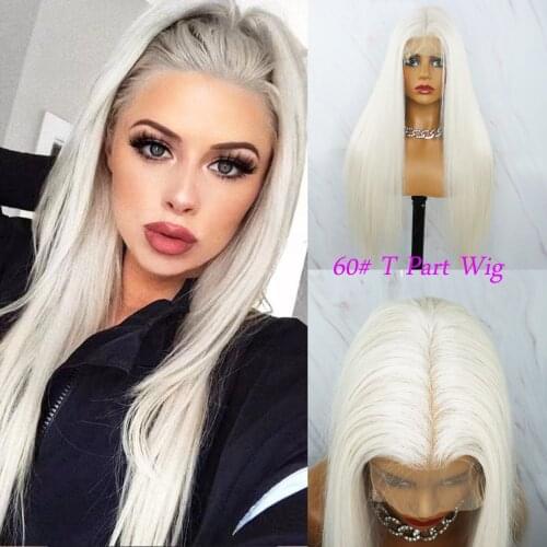 Beautiful Diary Straight Grey Synthetic Lace Front Wig For Women Heat Resistant Synthetic Lace Wig Pre Plucked Hairline