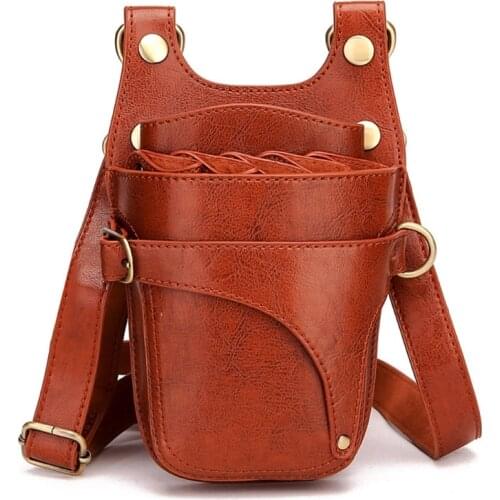 Portable PU Leather Barber Scissors Bag Comb Clip Brush Storage Pockets Hairdresser Organizer for Hairdressers Salon Hair 066C