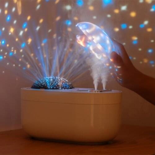 Portable 360 Degree Rotation LED Projection Humidifier USB Rechargeable 1000ml Dual Mist Sprayer Humidifiers For Car Home