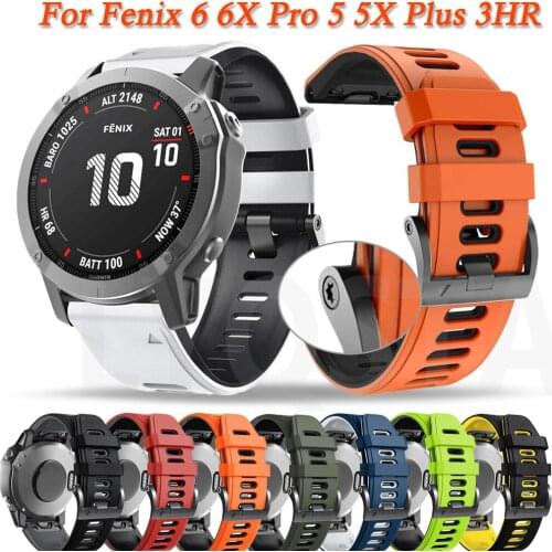 22 26mm Official Style Straps Garmin For Fenix 6 6X 6S Pro 5X 5 Plus 3HR 935 Silicone Wrist Band Release Quick Watchband Correa