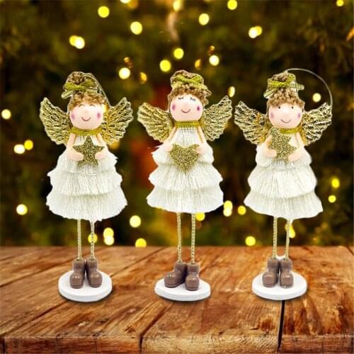 Christmas Doll Standing Angel Wings Cute Angel Plush Doll Christmas Wall Decor House Ornaments