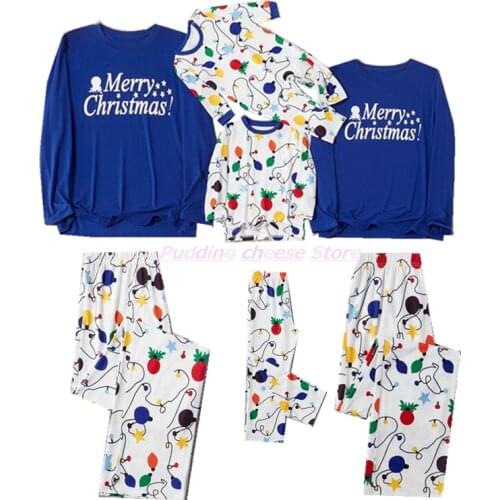 Family Matching Clothes Christmas Parent-child Outfit Fajamas Cartoon print autumn winter Family Fitted Mom And Dad Child Baby