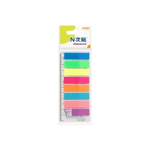 Stickn 34021 8-Color Fluorescent Film Label 45 * 12mm Classification Index Sticky Note 80 sheets / bag