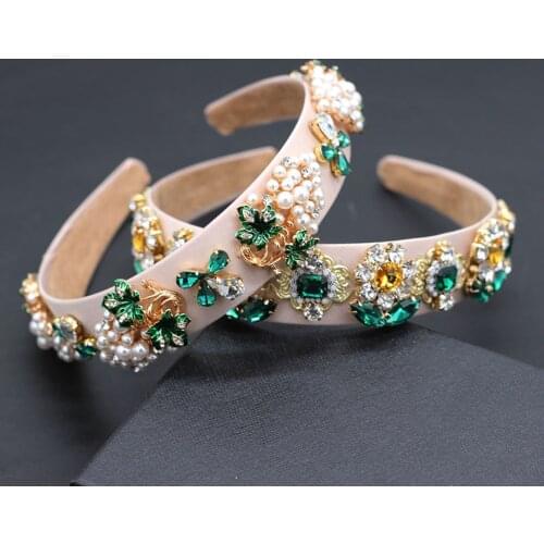 Heavy duty color rhinestone crystal wild headband Baroque plant color rhinestone sunflower pineapple pearl dance headband 876