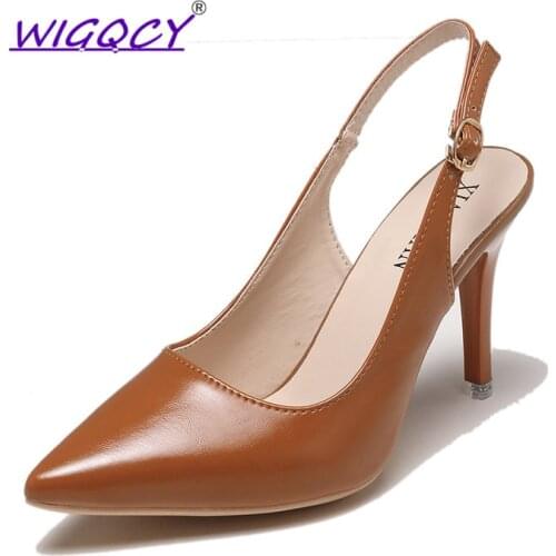 Back air high heels pumps women shoes 2019 summer shoes women black pointed nightclub sandals female word buckle single shoes