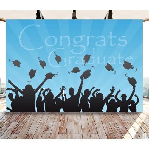 Graduation Ceremony Cheers Party Decor Wall Poster Backdrops Photography College Shadow Toss The Hat Happy Photo Backgrounds