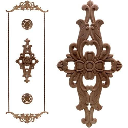 VZLX Rubber Wood Carved Onlay Applique Unpainted Furniture For Vintage Home Decor Door Cabinet Decoration Color Figurine