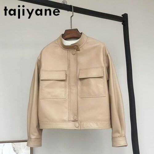 Tajiyane Real Leather Jacket Women Biker Short Coat Genuine Sheepskin Jackets Womens Loose Autumn Clothes Casaco Feminino HLY22