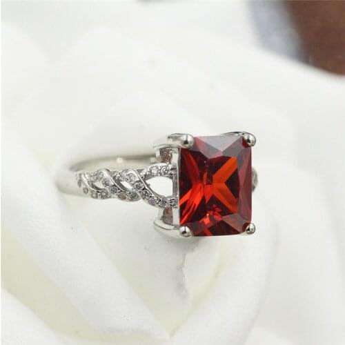 Female Girls Geometric Ring 925 Silver Color Filled & Rose Gold Ring Promise Wedding Engagement Rings For Women Best Gifts C48