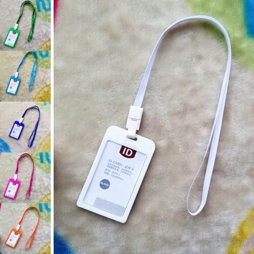 Candy Colors ID Card Holder Name Exhibition Cards Neck Strap Business Badge Holder With Lanyard School Office Supplies 1pcs