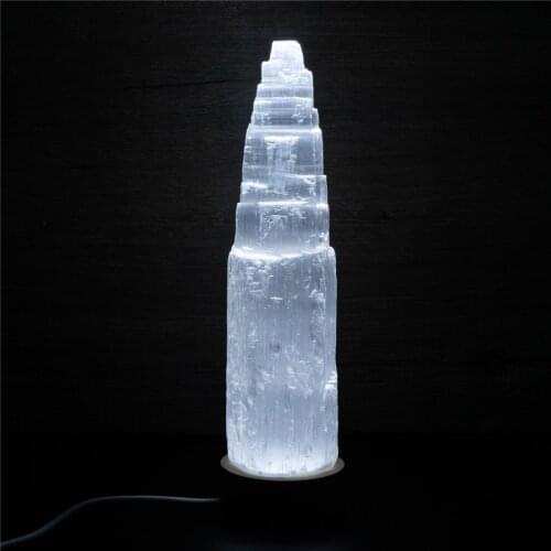 100-1000g Moroccan Natural Selenite Gypsum Cylindrical Tower Spar Bedroom Light Reiki Healing Home Decor Collect