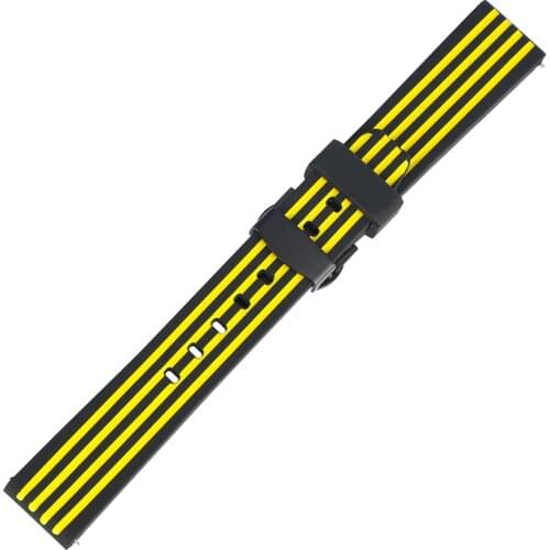 20MM 22MM 24MM Yellow Replacement Watch Strap Push-button Hidden Clasp Natural Silicone Material Bracelet Black Bracelet