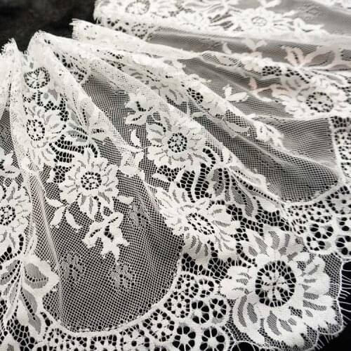 34cm Wide black and white Mesh Lace Fabric Lace Trim Eyelash Lace Embroidered Lace Ribbon Sewing Accessories for wedding dress