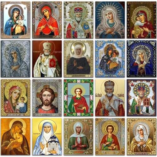 Diamond Mosaic 5D DIY Diamond Painting Cross Stitch Religious Icon Round Diamond Embroidery Classic Style Rhinestone Painting