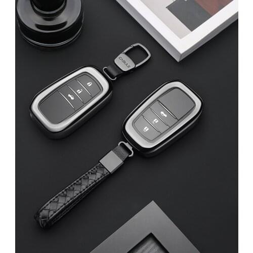 Car Aluminium Alloy+TPU Key Holder Cover Case Shell For Toyota RAV4 Alphard 2/3 button key Accessories