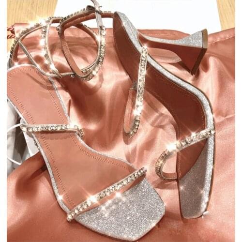 Free shipping fashion women shoes black suede crystal strappy high heels sandals shoes 3 color