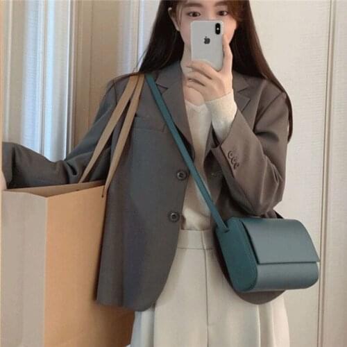 Blazers Women Preppy Style Students Thin All-match Casual Solid Long Sleeve Outerwear Single Breasted Fashionable Ulzzang Female