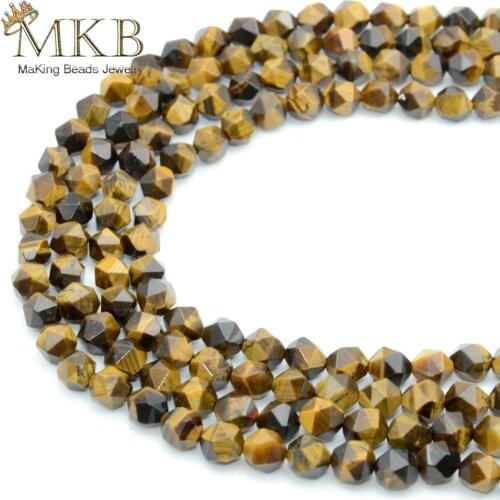 Natural Stone Beads Faceted Yellow Tiger Eye Beads For Jewelry Making 6mm 8mm 10mm Gem Spacer Beads Diy Bracelet Wholesale