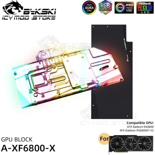 Bykski VGA ARGB Water Blocks for XFX Radeon RX 6800 XT GPU Block Water Cooling Copper Heatsink Video Cards Blocks A-XF6800-X