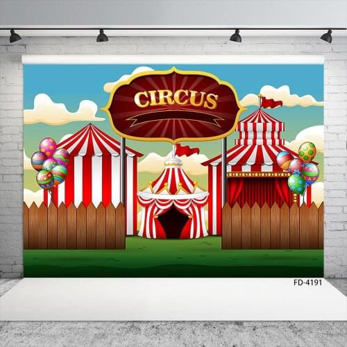 Circus Stage Red Tent Custom Banner Photophone Photography Backgrounds Baby Birthday Photography Backdrops Prop For Photo Studio