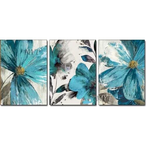 Living Room Decorative 3 Panel Canvas Wall Art Modern Abstract Cheap Flower Oil Painting On Canvas Pictures Artwork Unframed